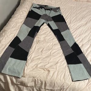 Phenom (PHMN) Designer patchwork flare bottom men’s jeans
